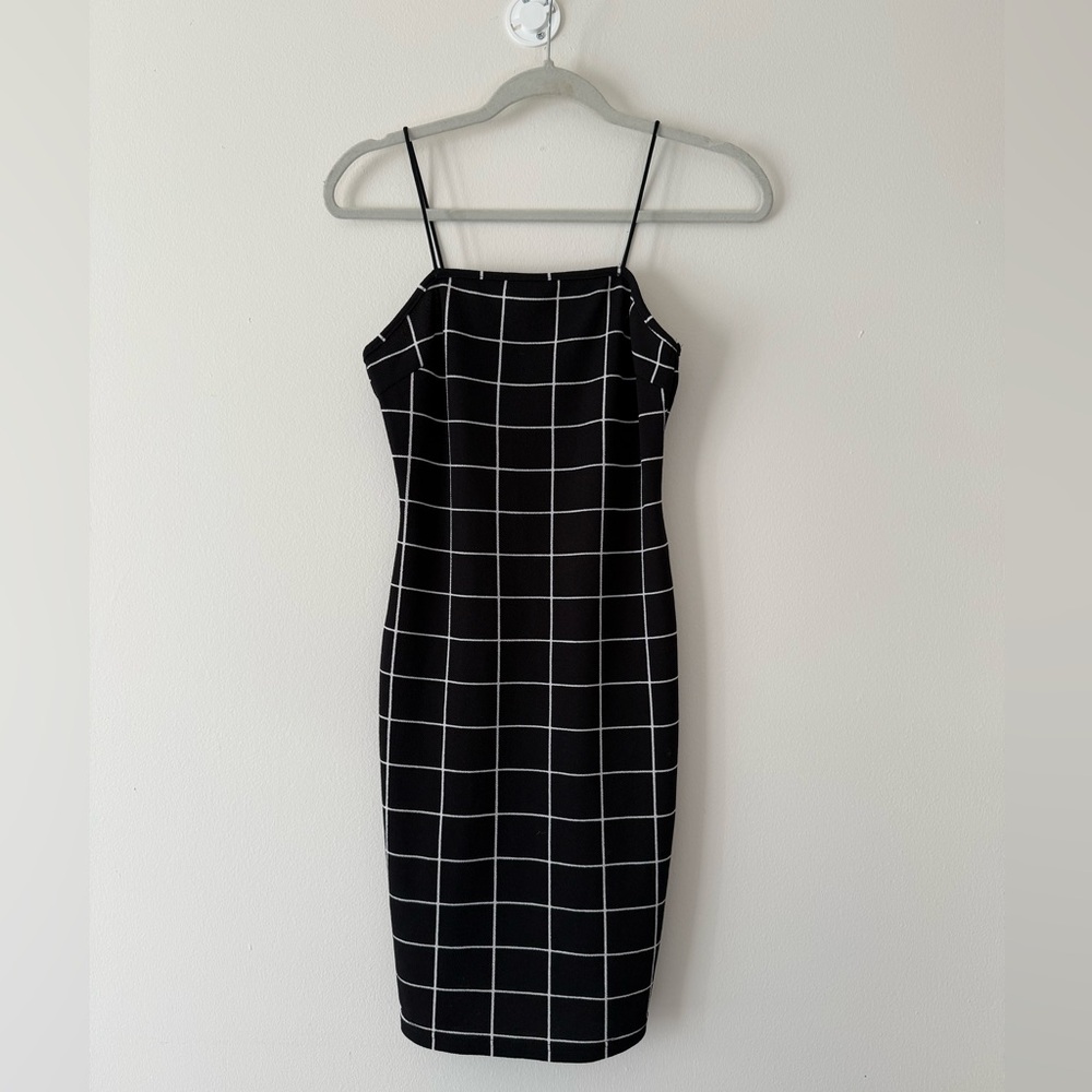 SHEIN Black and White Grid Dress
